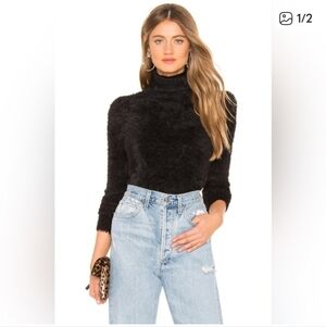 Majorelle | Black Reed Fuzzy Turtleneck Sweater
